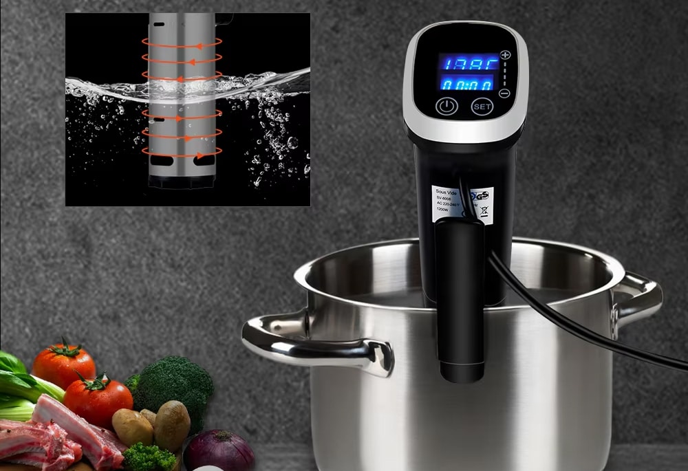 Sous-Vide-Gerät zum Einhängen in ein Wasserbad Sous-Vide-Gerät zum Einhängen in ein Wasserbad